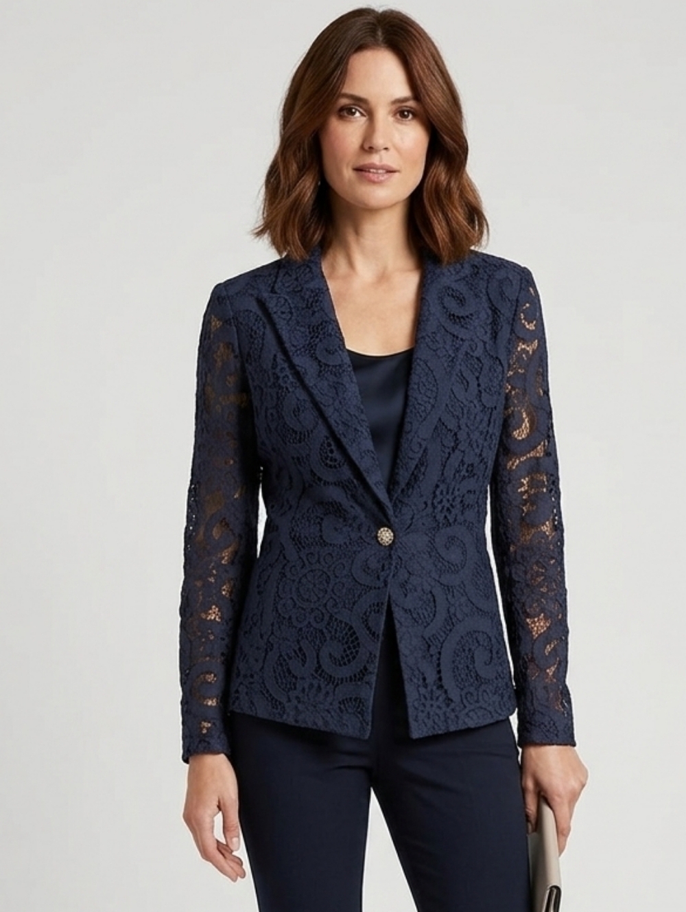 Nanette Lepore Navy Cotton Lace Blazer